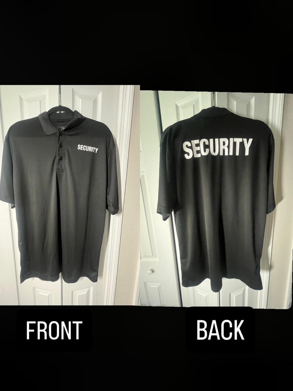 Rothco men’s black “Security” logo polo size Large